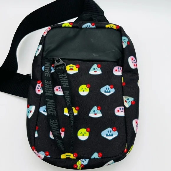 Nike Kids Black Sling Bag with Colorful Emoji Print Like New - Picture 2 of 13